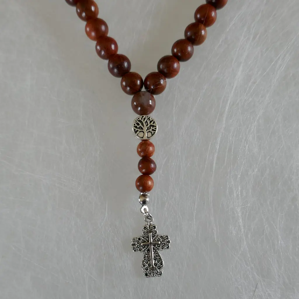 6 Bois de rose et noyer, pierre de bois fossilisé 8 mm.webp